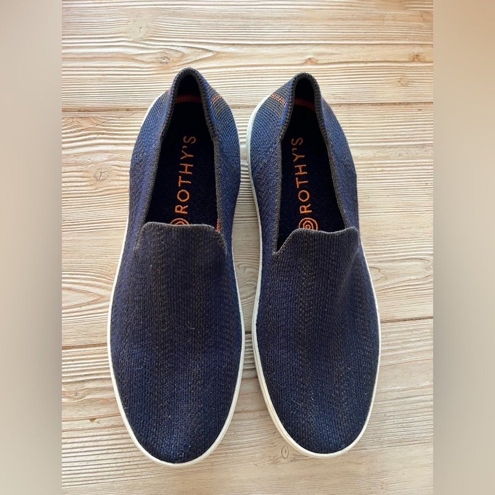 Rothy’s The Original Slip-On Sneakers Navy Blue Knit Women’s Size 8